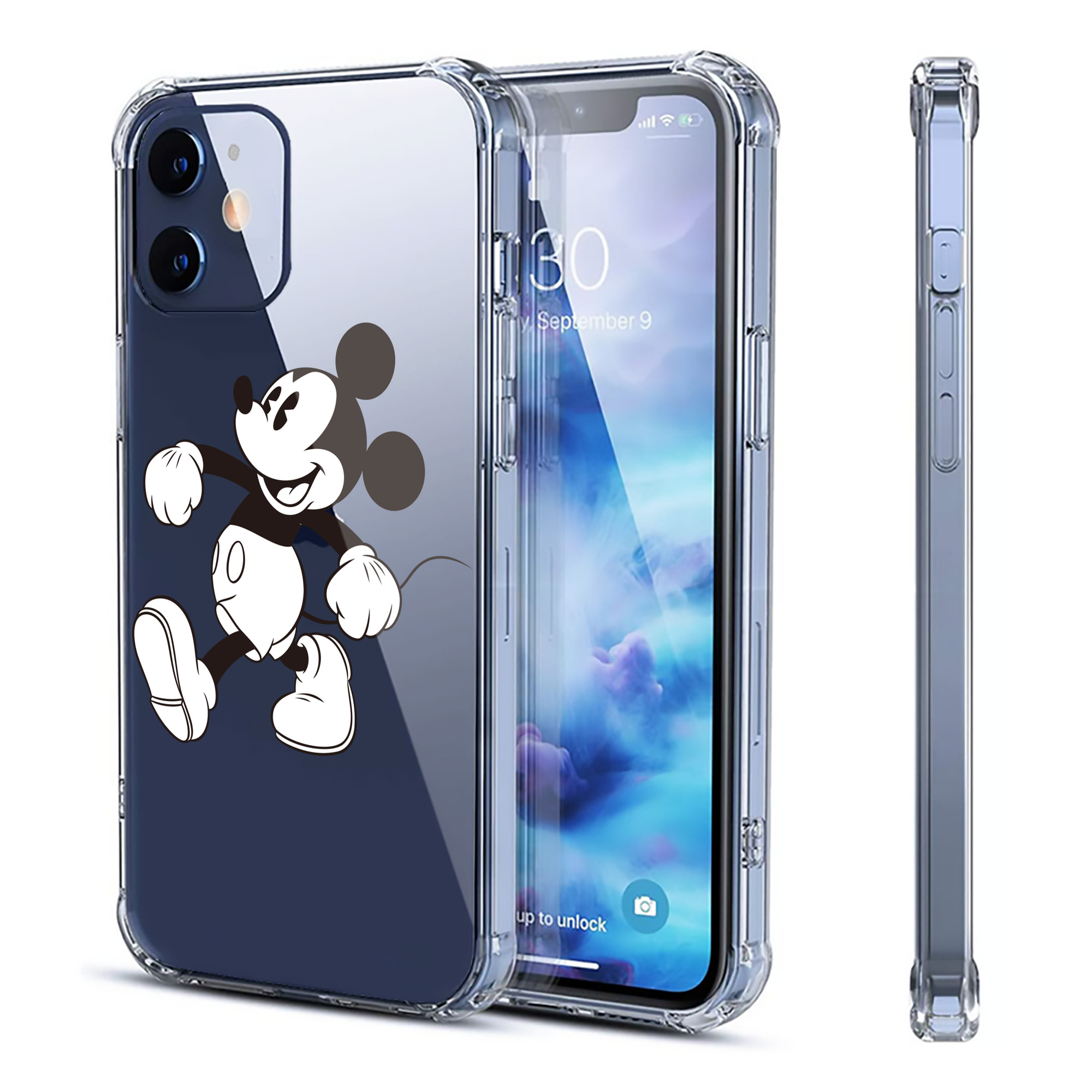 （画像用） ミッキーマウス Mickey Mouse 【iPhone 12シリーズ対応】透明スマホケース（クリアソフトケース）